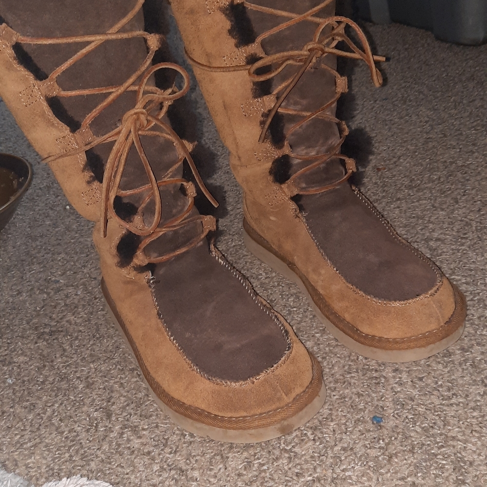 UGG Brown Suede Lace-Up Tall Boots